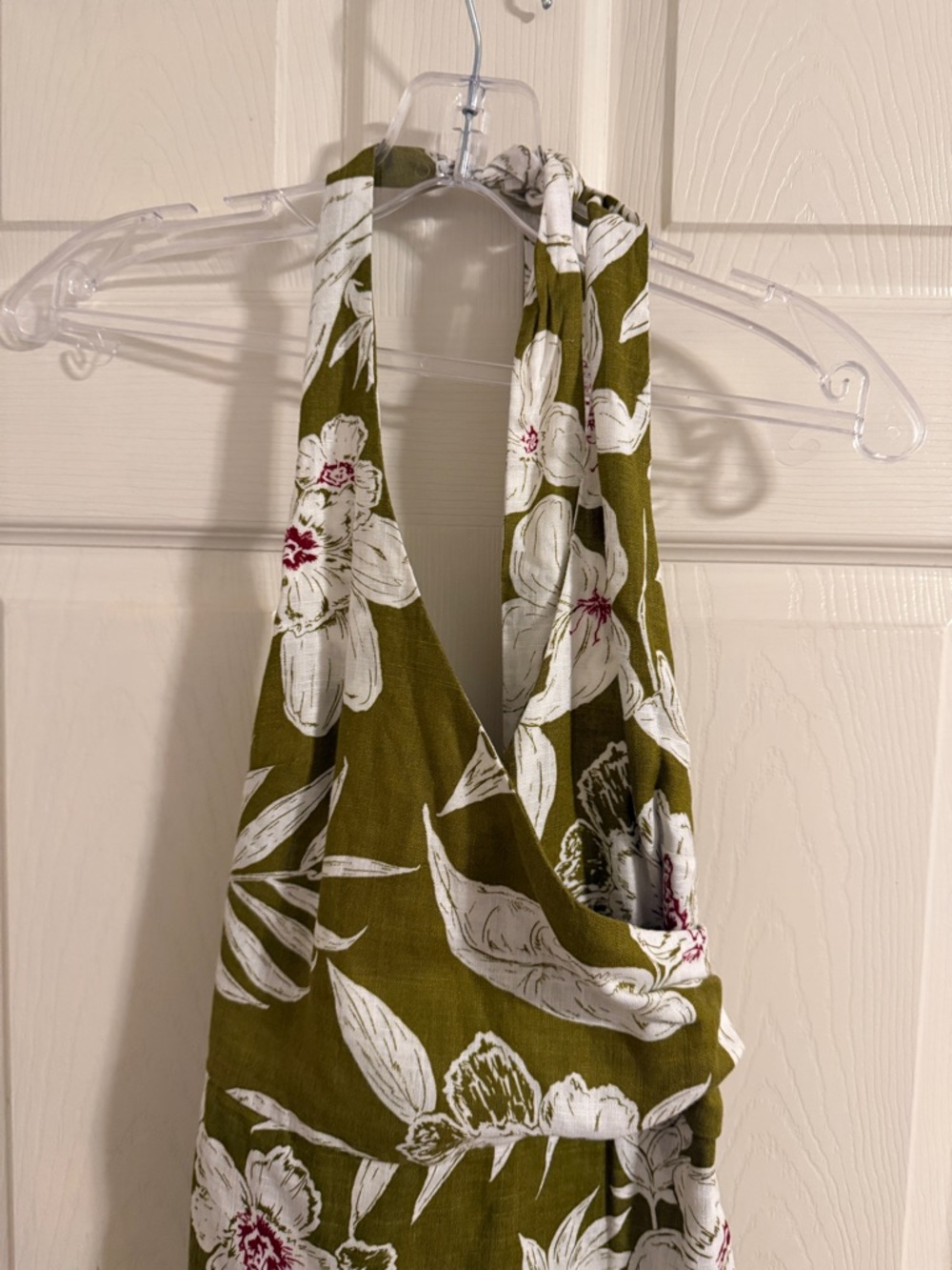 Zara Olive Green Floral Halter Midi Dress - Picture 6 of 9